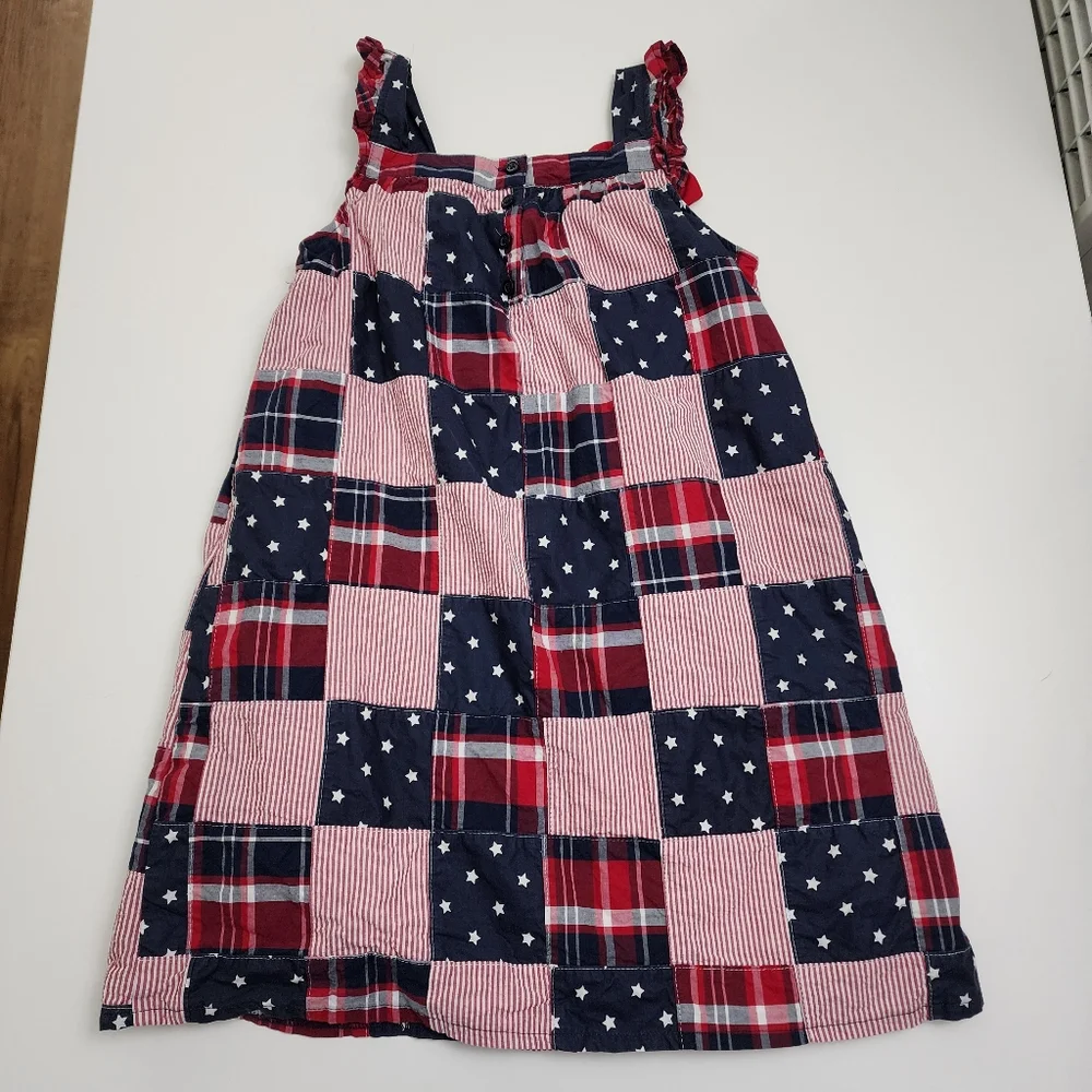 Girls Gymboree American Cutie Red White & Blue Madras Flutter Bow Dress Size 10